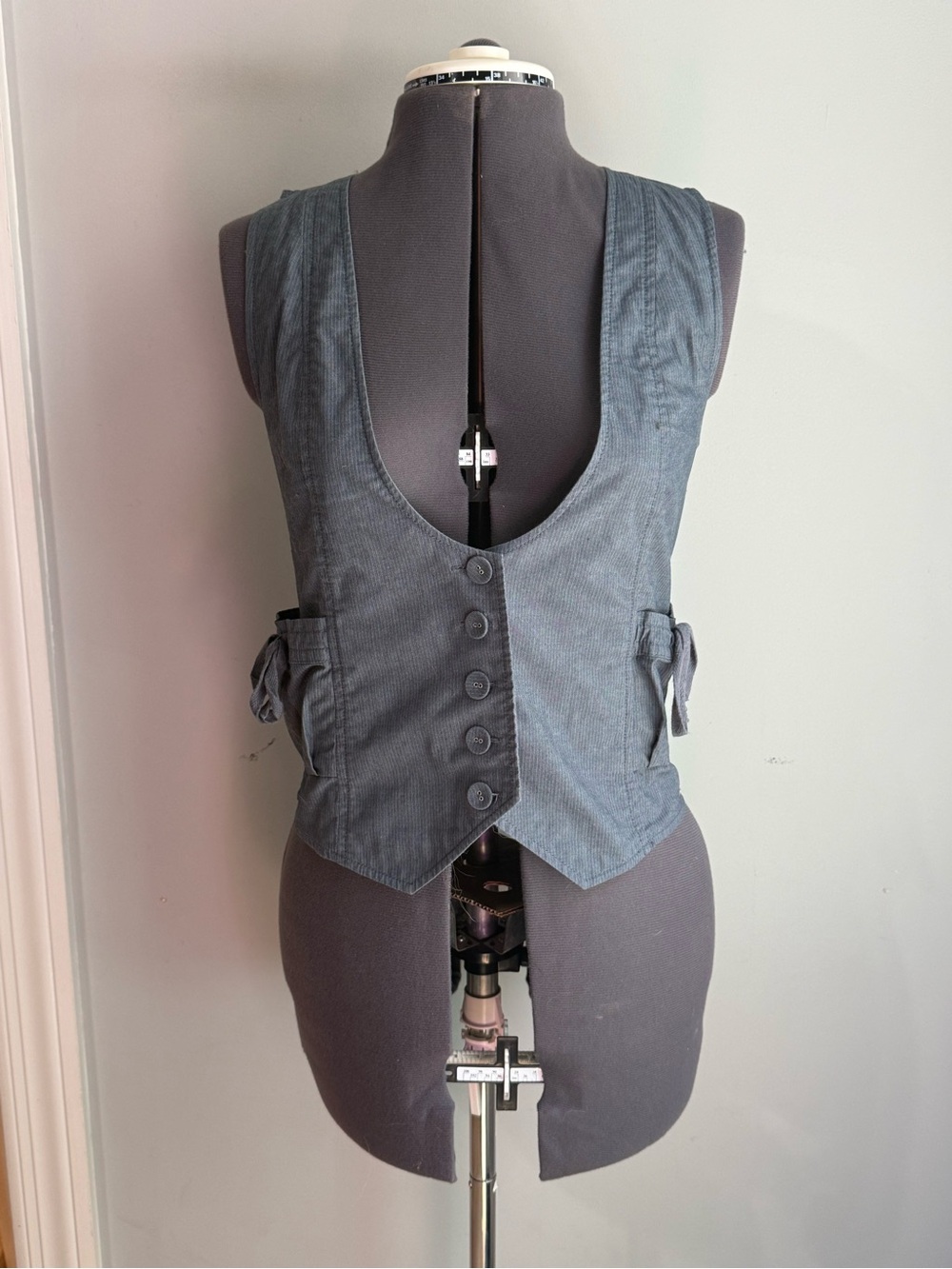 Navy Button Front Tailored Vest